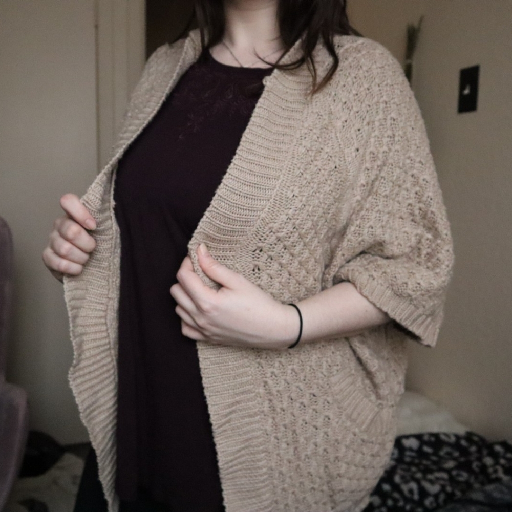 Cottagecore Cream Chunky Knit Shawl Shrug